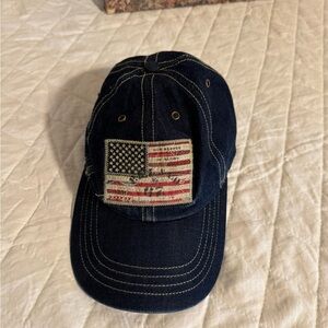 Polo Denim Cap with American Flag Patch